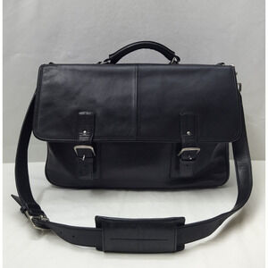 Coach Black Leather Business Briefcase Laptop Top Handle Crossbody Bag - Vintage